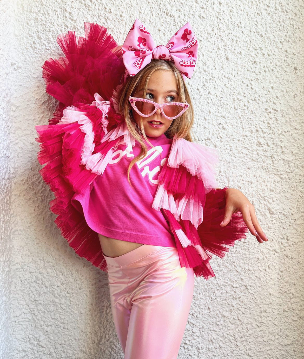 Barbie inspired mixed pink ruffle jacket