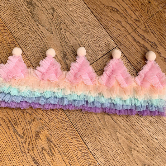 Pastel rainbow ruffle crown