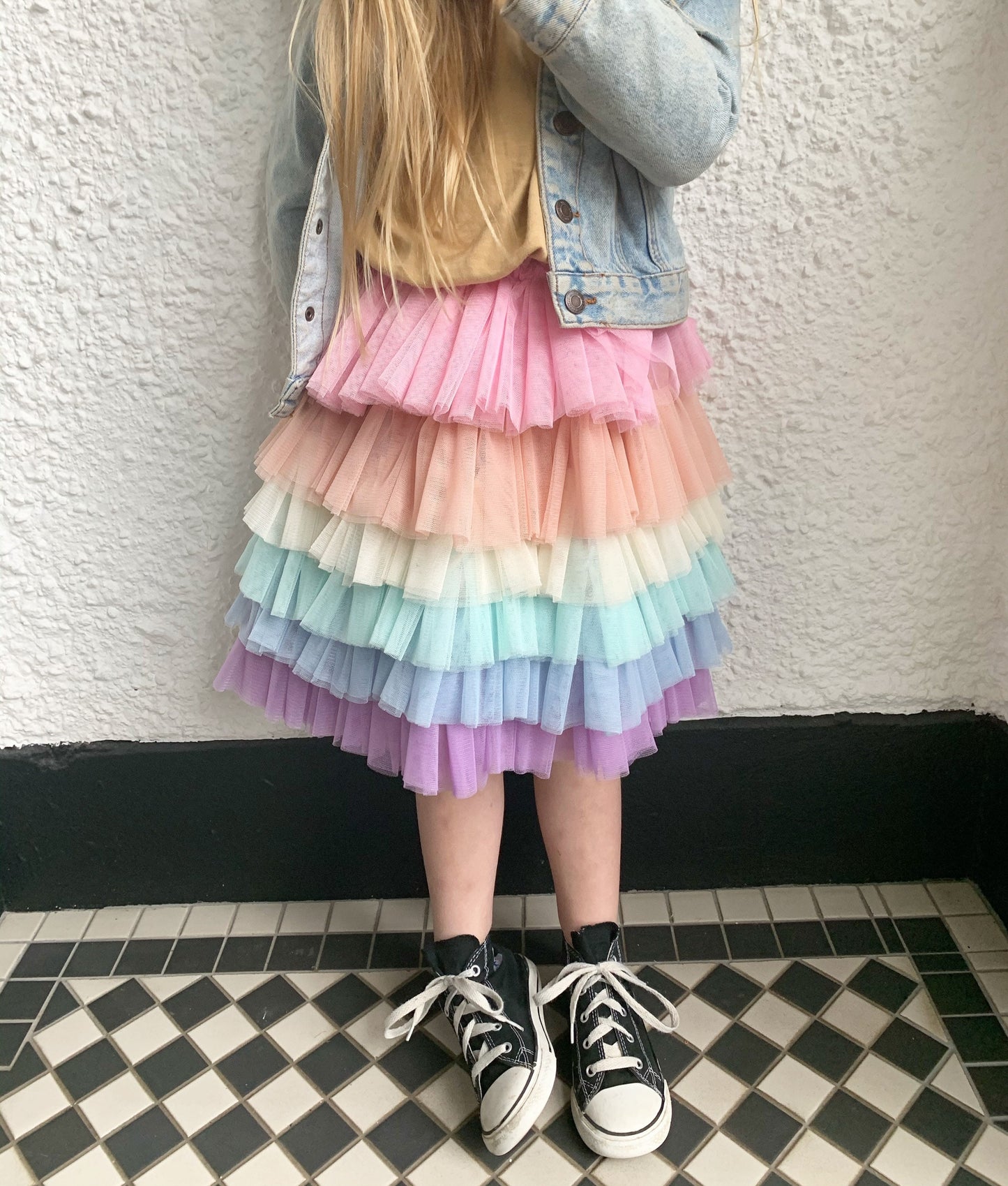 Pastel rainbow ruffle kid size tutu