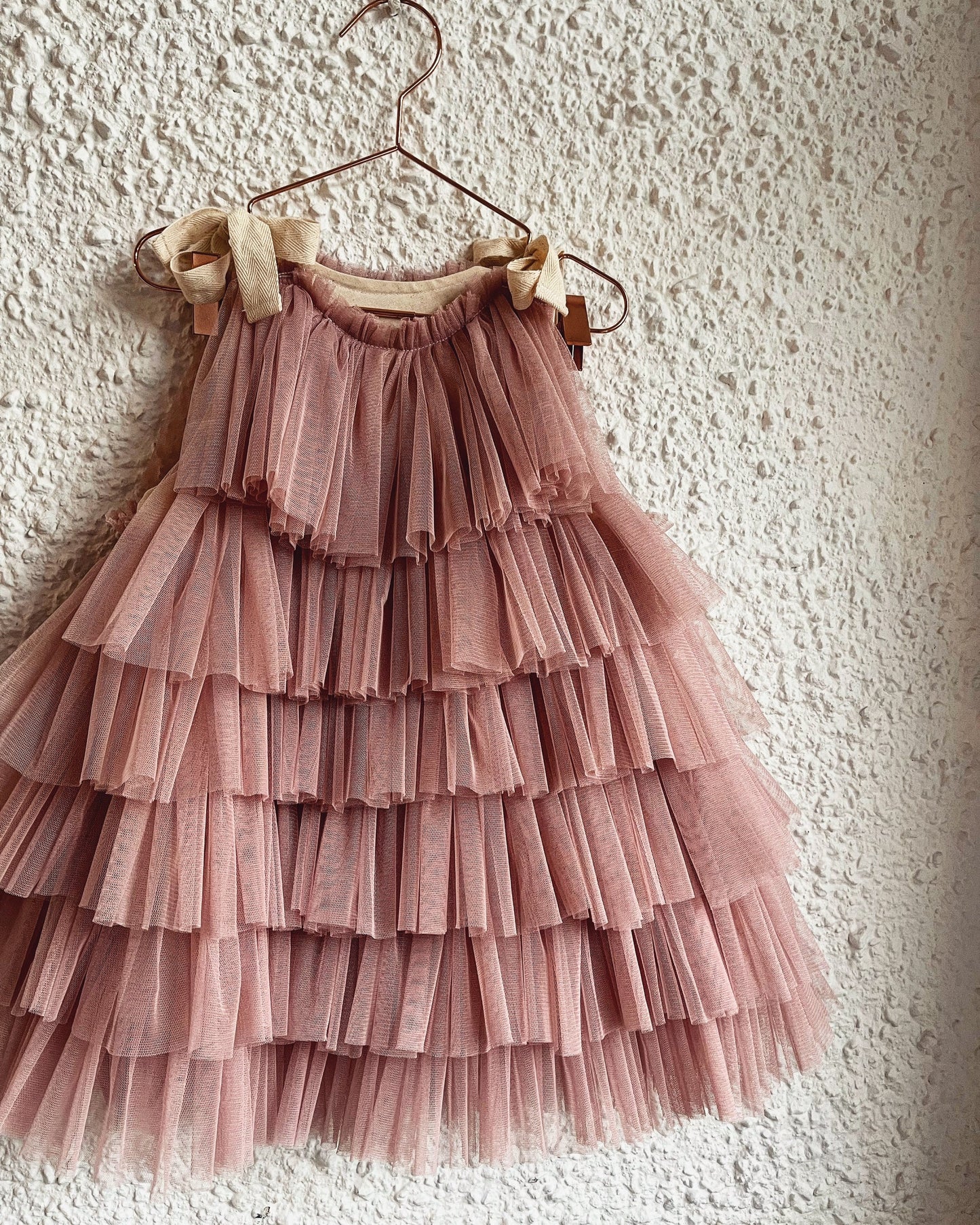 dusky pink ruffle dress