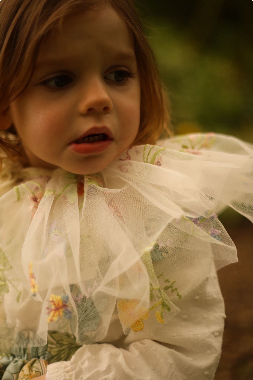 Off white embroidered floral collar