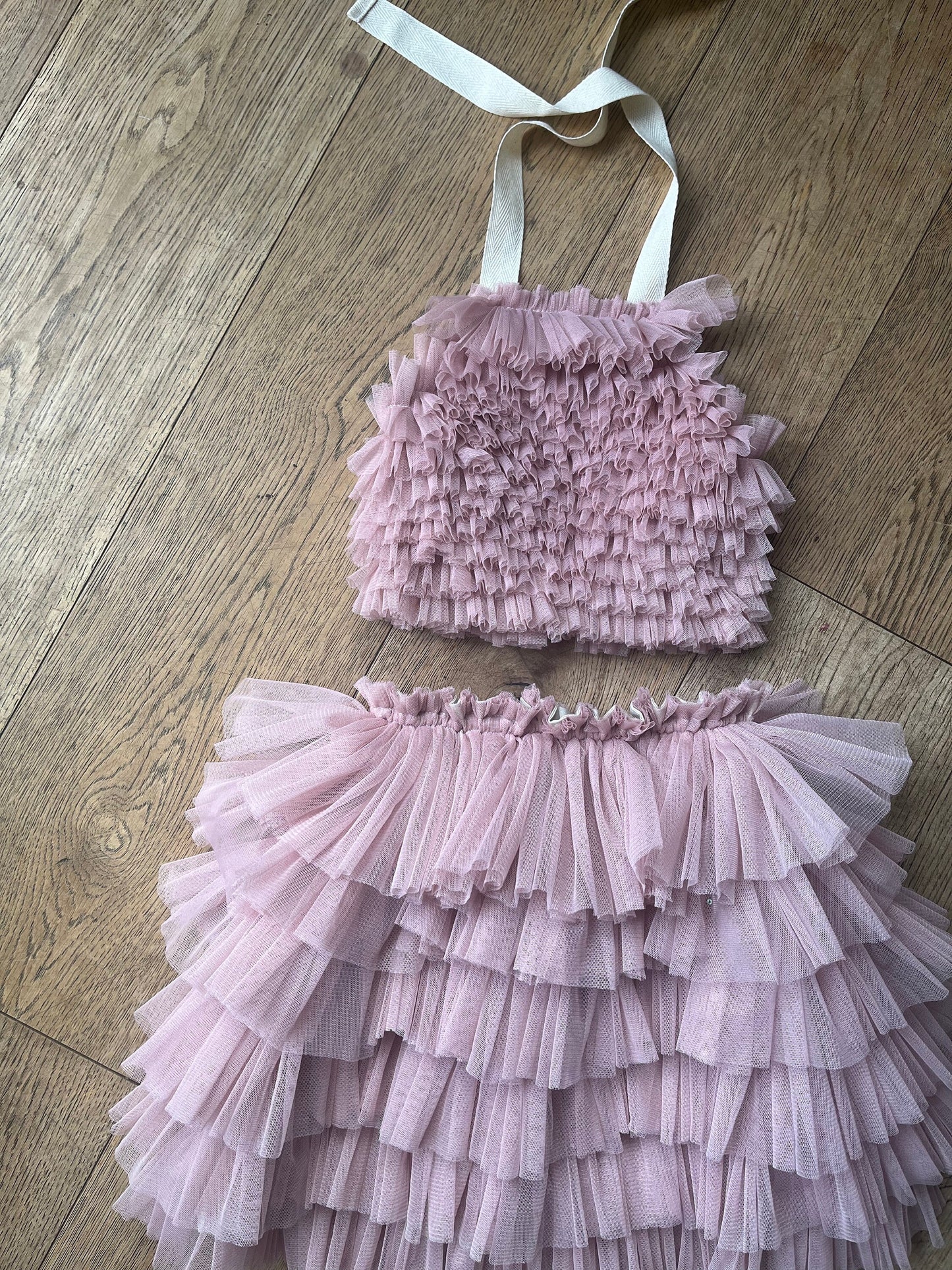 Dusky pink ruffle tutu/top set