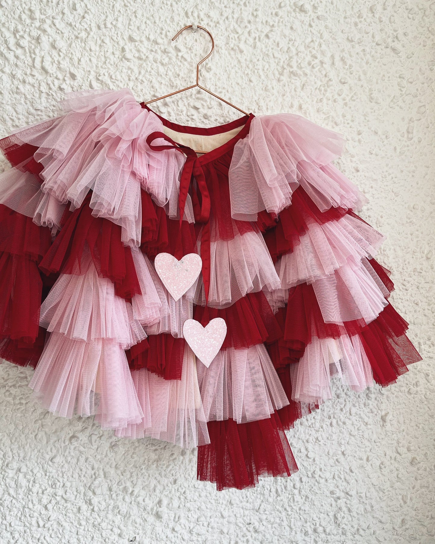 Pink/red ruffle kid cape