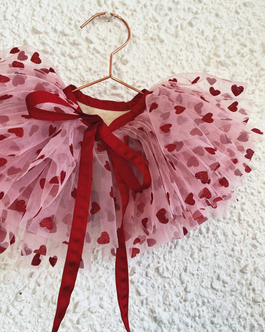 pink/red heart ruffle collar