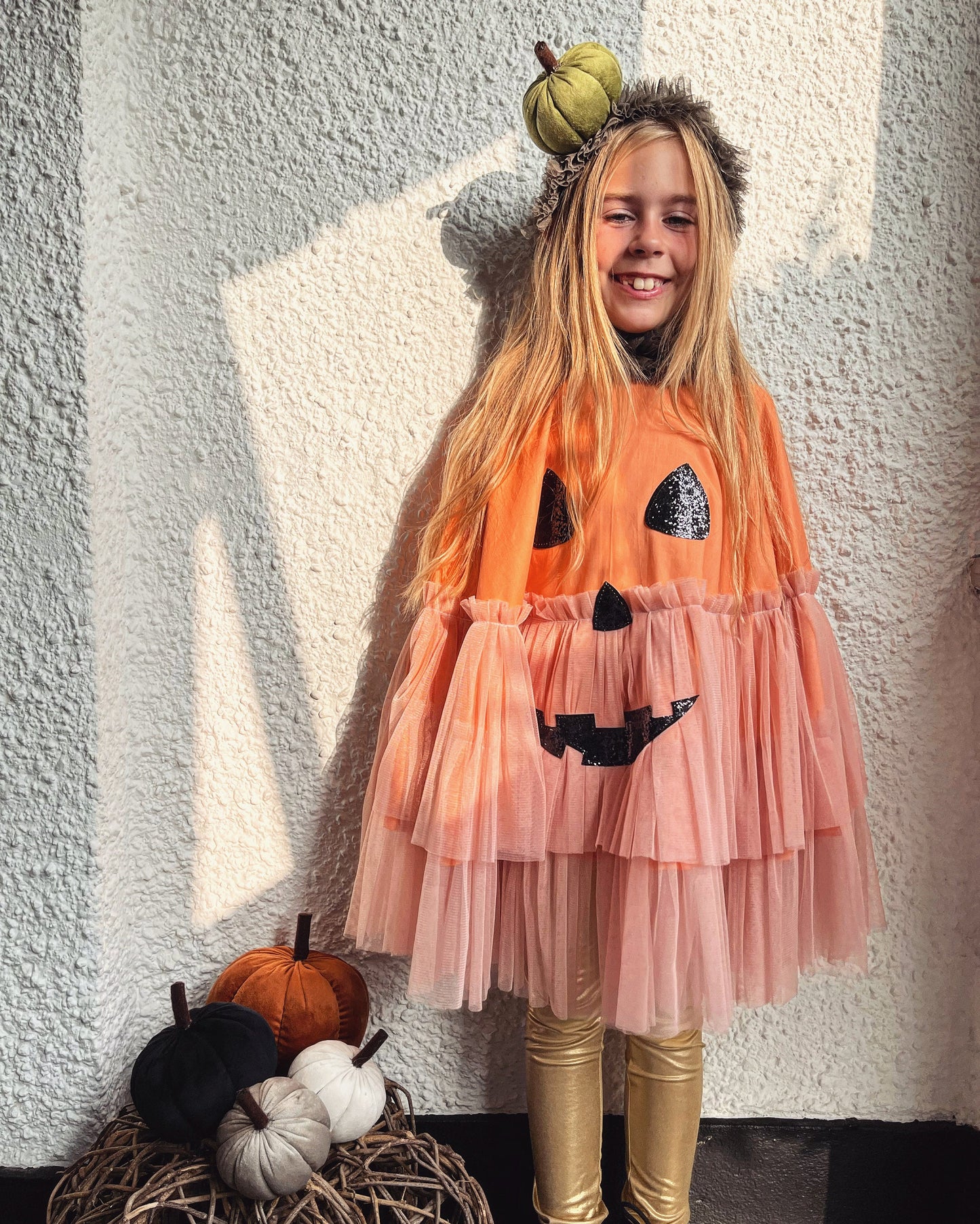 Peach pumpkin kid tie back cape