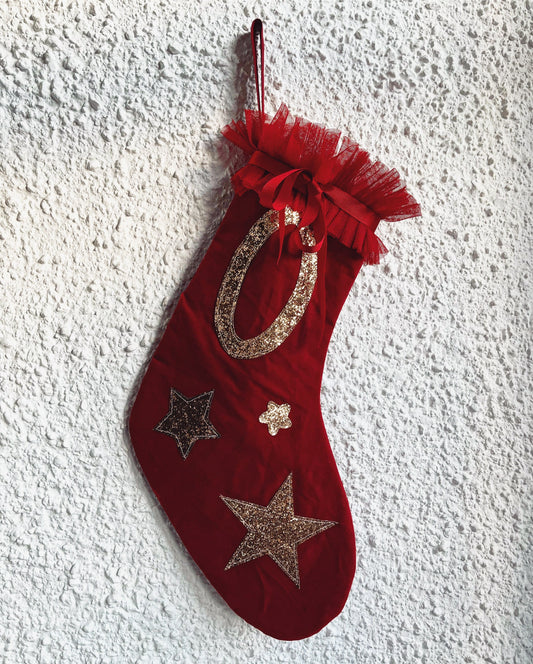 velvet stocking in red