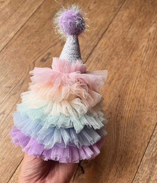 pastel rainbow party hat