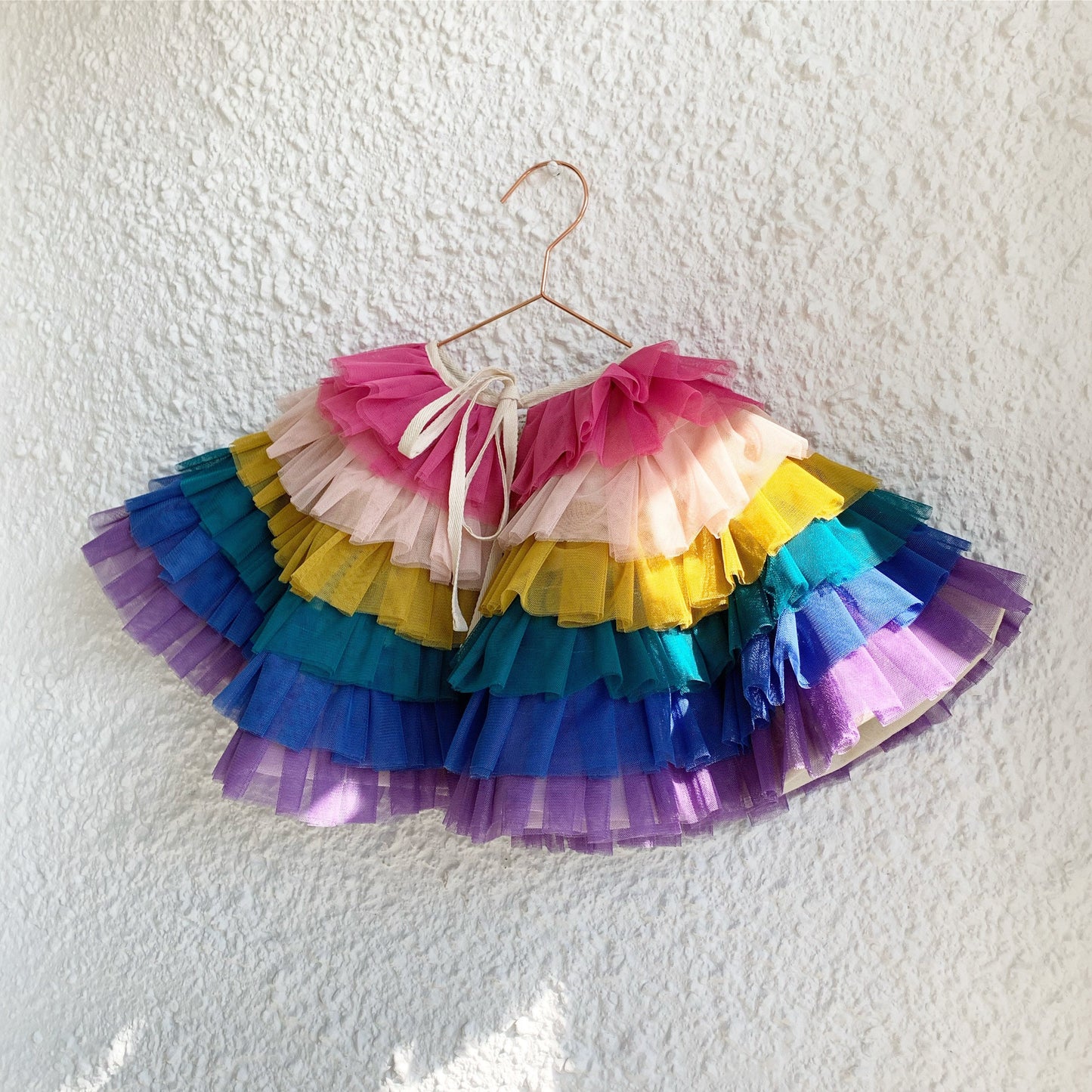 Kids Bright rainbow ruffle cape